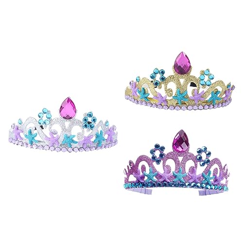 Angoily 3St Meerjungfrau Stirnband kinder haarschmuck kinder stirnband Diamant-Stirnband Halloween Tiara Haarband Krone-Kopfschmuck im Ozean-Stil Mädchen-Party-Kopfschmuck Prinzessin Vlies von Angoily