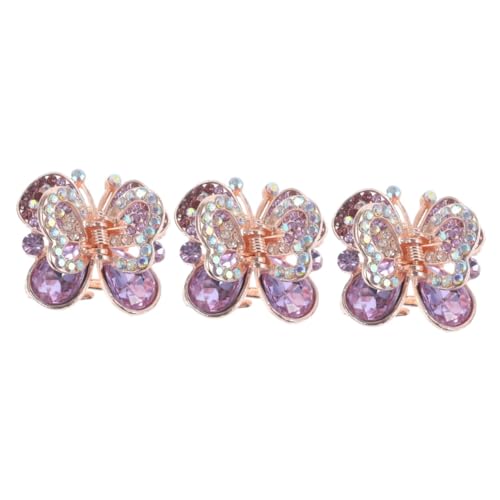 Angoily 3st Schmetterlings-strass-clip Haarspangen Für Langes Haar Haarklammern Für Damen Krallenclips Für Haare Haar Klammern Knall-clip Strasssteine Metall Violett von Angoily