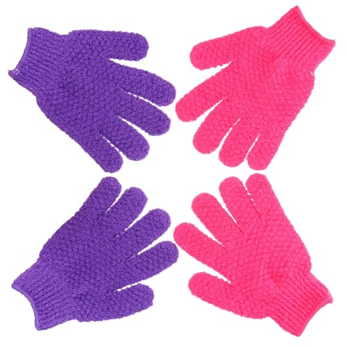 4 Paare Bade-Peeling-Handschuhe exfoliating glove exfoliate gloves skin care products hautpflege hautreinigung dusche armaturen dusche zubehör ein Bad nehmen Badetuch Polyester von Angoily