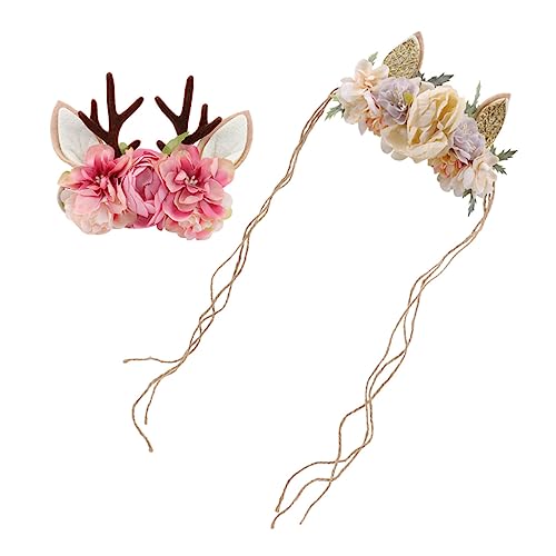 Angoily 4 Stück Baby Blumen Haarband Haarbänder Süßer Haarschmuck Schöne Kopfbedeckungen Haarbedarf Festliche Stirnbänder Dekoratives Partyzubehör Schmücken Weihnachten Kind Hanfseil von Angoily