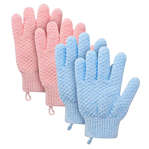 Angoily 4 Stück Bade-peeling-handschuhe Duschhandschuhe Mit Fünf Fingern Must-haves Für Frauen Badehandschuhe Zum Duschen Körperpeeling Bad-peeling-pad Polyester Handtuch Ein Bad Nehmen von Angoily