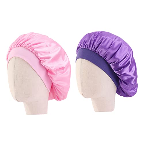 Angoily 4 Stück Chemo-kappe Bandana-band Satin Baby-nachthüte Zylinder Seidenhaube Zum Schlafen Peeling-hut Kopftuch Schlafen Seidenhauben Duschhaube Kind Breitseite Violett von Angoily