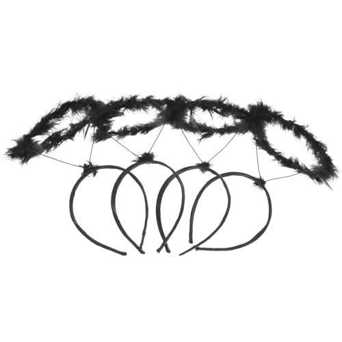 Angoily 4 Stück Engel-Stirnband Dekoratives Flauschiges Engel-Haarband Weihnachtskostüm-Zubehör Partyzubehör Schwarz von Angoily