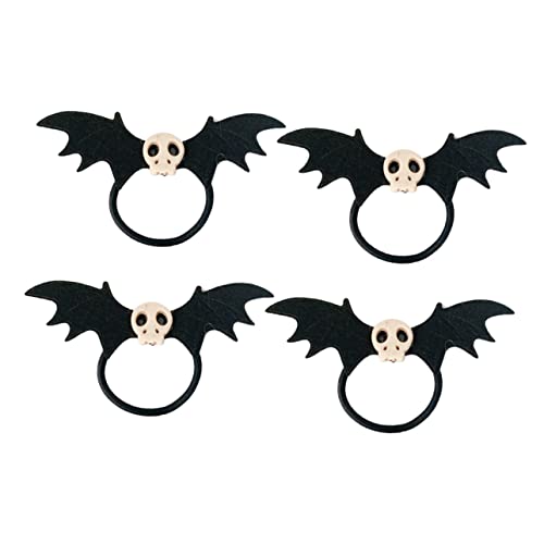 Angoily 4 Stück Gothic Haarschmuck Schädel Haargummis Elastische Haargummis für Frauen Cartoon Haar Schädel Haarspange Halloween Haargummis Fledermaus Scrunchies für Haar Skelett Kunststoff Mädchen von Angoily