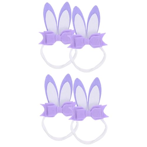 Angoily 4 Stück Haarschmuck für Babys Krawatte Stirnband Hase Kopfbedeckung Kind Stoff Violett von Angoily