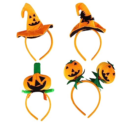 Angoily 4 Stück Halloween-Stirnband Kürbiskopfkostüm Halloween-Haarreifen brautstrauß anhänger Haarspangen für Kinder schmink haarband Karikatur Kleidung bilden Hut Damen Haarschmuck Stoff von Angoily