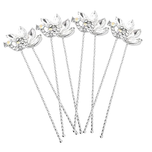 Angoily 4 Stück Haarschmuck für die Brautjungfer Braut Haarschmuck Hochzeit Haarnadel Tiara Haarschmuck aus Strass Stift für Haare Mädchen Haare hoch U-Clip einstellen Fräulein Haarteil von Angoily