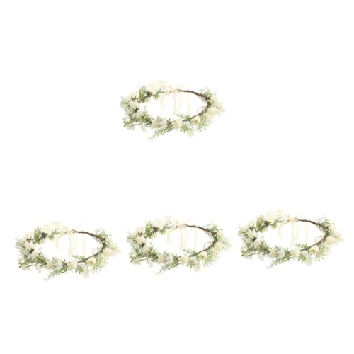 Angoily 4 Stück Blumengirlande hochzeitshaar schmuck Sonnenblumen-Hochzeits-Stirnband Hochzeitsgirlande Stirnband Haargummi Haarband Hochzeit Brautkopfschmuck hochzeitskranz kopfschmuck von Angoily