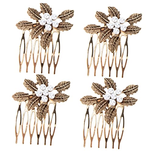 Angoily 4 Stück Kamm Haarschmuck für Frauen Haarschmuck für Damen Hochzeit elegant lockengel Tiara Haarschmuck für die Braut Brautperlen Haarschmuck Jahrgang Kopfbedeckung von Angoily