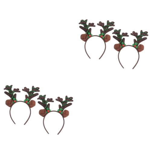 Angoily 4 Stück Kinderkostüme weihnachtsgeweih stirnband weihnachtsschmuck stirnband Haargummis für Kinder Haarbänder Weihnachtsdekorationen Weihnachtshaarband Haarreifen LED Kopfbedeckung von Angoily