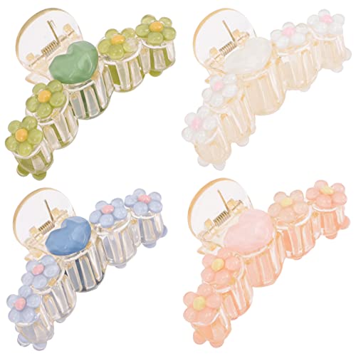 Angoily 4 Stück Liebe Blumenclip Große Krallenclips für dickes Haar Mädchen Haarspange Haar Klammern Haarspangen Haarnadel Tiara Haarspange Schmuck Haarschmuck die Blumen Harz von Angoily