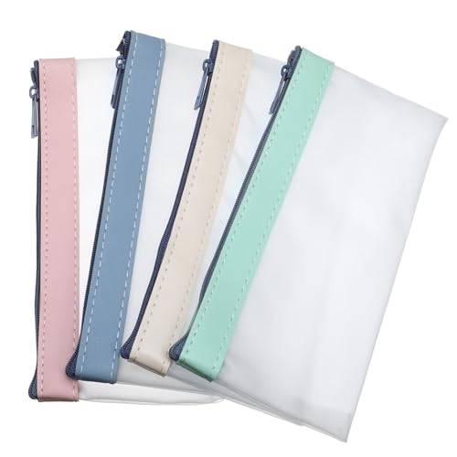 Angoily 4stücke Teilige Stiftetaschen Stifthalter Bleistift-Organizer Halbtransparent Reißverschlusstaschen Bargeldtaschen Geldbeutel Make-up-Taschen Vielseitig Einsetzbar Leicht Zu von Angoily