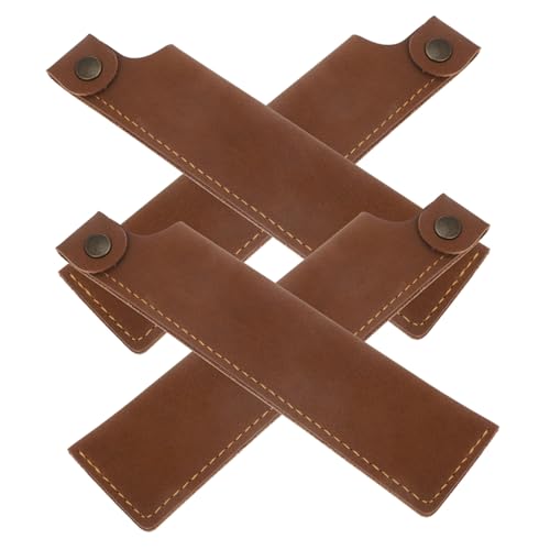Angoily 4 Stück Stiftetui aus Leder Kugelschreiber etui Leder stifteetui stiftetasche stifttasche stifteschale Fall Stifthaltertasche Lederstiftbeutel Etui für einen Stift Pu Brown von Angoily