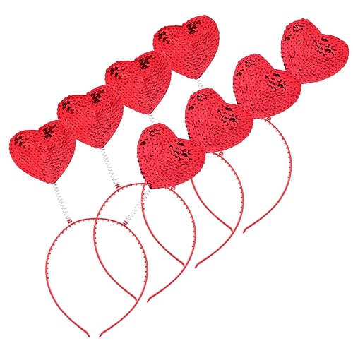 Angoily 4 Stück Stirnband Herz-stirnbänder Für Mädchen Valentinstag Zubehör Haarschmuck Zum Valentinstag Valentinstag-stirnbänder Für Frauen Pailletten Haarreifen Amor Stoff Fräulein Liebe von Angoily