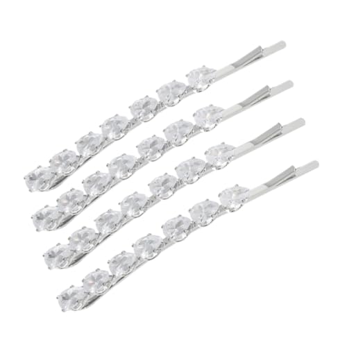 Angoily 4 Stück Modische Haarspangen Mit Strasssteinen Kristall-haarnadeln Haarspangen Für Frauen Elegantes Silbernes Haar-accessoire Für Partys von Angoily