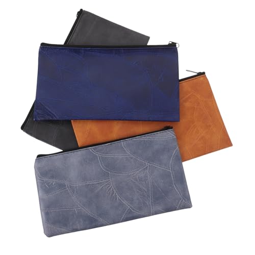 Angoily 4 Stück Teiliges PU Geldbeutel mit Reißverschluss Wasserabweisende Banknoten und Münztasche Geräumiges Sicherheits Portemonnaie für Bargeld Rechnungen Kosmetik und Reiseutensilien von Angoily