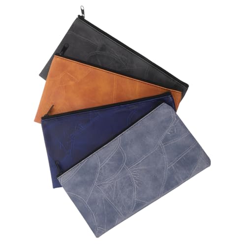 Angoily 4 Stück Vielseitige PU Zipper Taschen Geräumige Geldbörse mit Reißverschluss für Bargeld Kosmetik Münzen Reiseutensilien Kratzfest Wasserabweisend Tragbar für Alltag Arbeit von Angoily