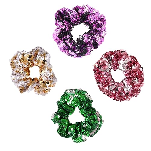 Angoily 4 Stück Weihnachtsgummis Haargummis Scrunchies Haarring Flauschiger Chiffon-scrunchie Pailletten Haarringe Haarbänder Mädchen Armband Europäisch Und Amerikanisch von Angoily