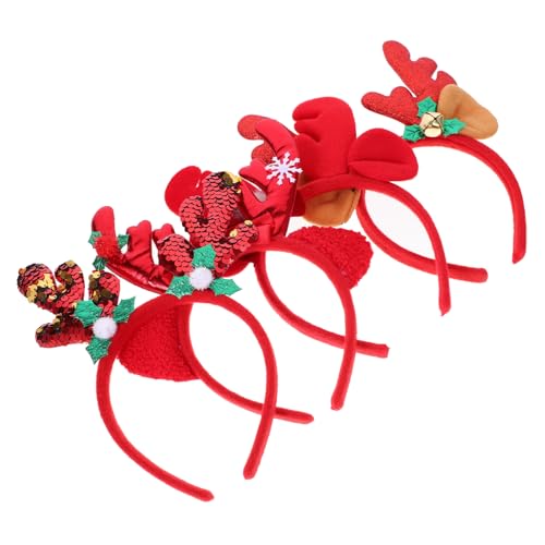 Angoily 4 Stück Weihnachtsdekoration Gläser christmas haarreif christmas headband Stirnband Requisiten Stirnband mit Tierohren Tiara Haargummi Cosplay-Stirnbänder Haarband von Angoily