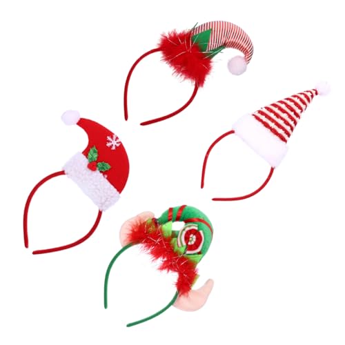 Angoily 4 Stück Weihnachtsmütze Stirnband Outfits für Mädchen Elfenmütze für Kinder weihnachts kopfschmuck weihnachtskopfschmuck Haarband Haargummi Haarreifen für Kinder von Angoily