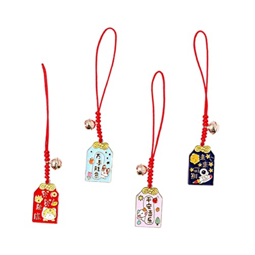 Angoily 4 Stück Zubehör für Mobiltelefone Schlüsselanhänger die chinesen Glücksamulett des japanischen Schreins Lotus Teelichthalter Ornament Smartphones Kreative Hängedekoration einfach von Angoily