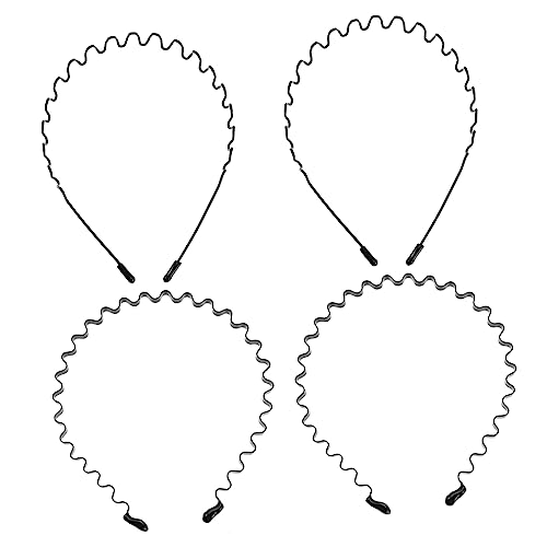 Angoily 4 Stück Gewelltes Stirnband Yoga-stirnbänder Wellenförmige Haarreifen Spiral Stirnband Damen Laufstirnbänder Für Männer Kopfbedeckung Frau Großer Rücken Metall von Angoily