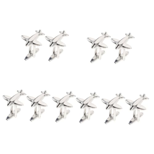 Angoily 5 Paare Flugzeugmanschettenknöpfe Manschettenlinks Männer Anzug Accessoire Die Hemd Für Name Anzug Nieten Emaille Manschettenknöpfe Herren Flugzeugzubehör Kupfer Silber von Angoily