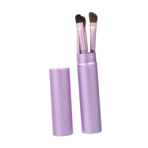 Angoily 5 Stk Lidschattenpinsel Aus Rosshaar Reise-make-up-pinsel Make-up-pinsel Für Mädchen Make-up-pinsel Für Das Gesicht Silikon-augenpinsel Reisen Lippenbürste Violett Bilden von Angoily