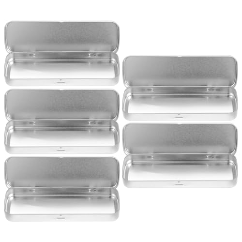 Angoily 5 Stück Metall-Bleistiftbox mit Deckel Rechteckige Blech-Federmäppchen Schreibwarenbox Stifthalter Aufbewahrungsbehälter für Stifte Reißzwecken Süßigkeiten Schmuck Kunsthandwerk von Angoily