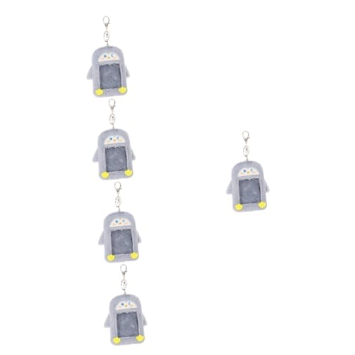 Angoily 5 Stück Plüsch Kartenhalter Pinguin Sichtbarer Kartenetui für Id Spielkarten Kreditkarten Multifunktionale Hülle mit Schlüsselanhänger für Studenten und Personal von Angoily