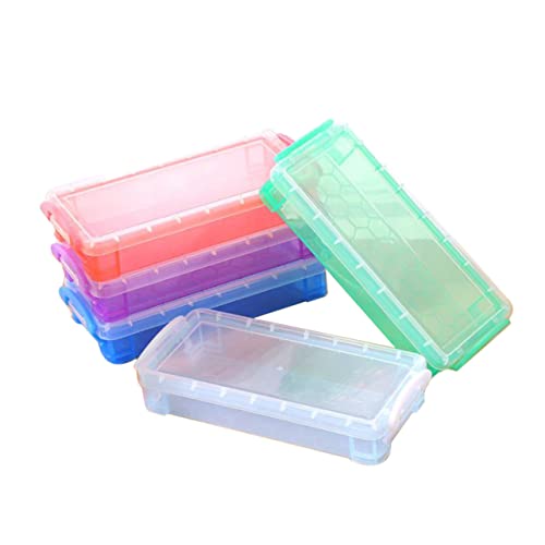 Angoily 5 Stück Teiliges Transparentes Stifteetui Kunststoff Multifunktionale Aufbewahrungsbox für Schulbedarf und Büro Leicht Tragbar Reiß und Kratzfest für Kunst und von Angoily