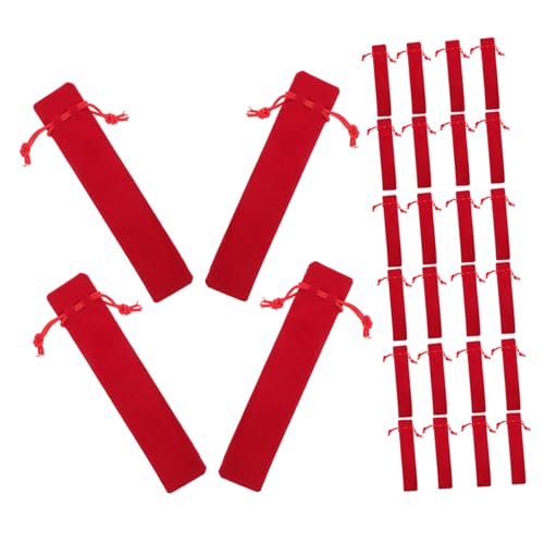 Angoily 50 Stück Federmäppchen Mit Kordelzug Federmäppchen Aus Samt Samtbeutel Mit Kordelzug Kleine Federtasche Mini-Beutel Kordelstiftbeutel Büro-stifttasche Flanell Rot von Angoily