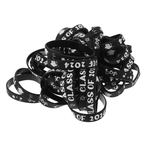 Angoily 50 Stück Silikonarmbänder Class Of Abschluss Armbänder Umfang Tragbare Graduation Wristbands für Party Schüler Studenten und Feier Zubehör von Angoily