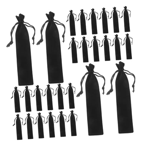 Angoily 50 Stück Teiliges Samt Stifttaschen mit Kordelzug Weiche Schwarze Velvet Federmäppchen Vielseitige Stiftehüllen für Büro Schule Füllfederhalter und Geschenkverpackung von Angoily