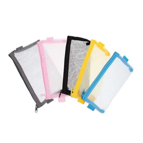 Angoily 5stücke Federmäppchen Stifteaufbewahrungstasche Tragbar Schreibwarentasche Organizer Mesh Bleistiftetui Für Schule Mit Großem Fassungsvermögen von Angoily