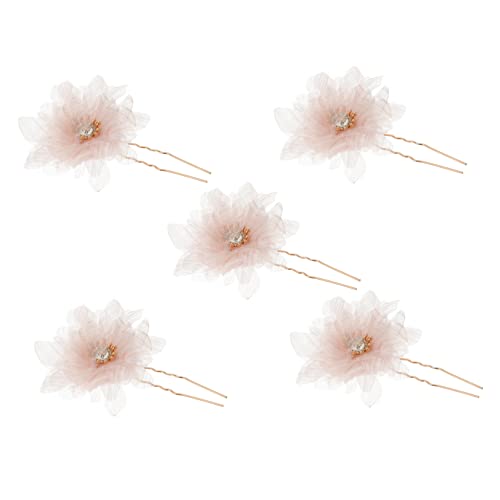 5St Braut Haarspangen mit Blumen kristall haar Hochzeitsblume Braut- Haarklammer Haarnadel Hochzeitskopfschmuck Haargabel Hochzeitskleid Haarschmuck Blüte Kopfbedeckung Garn von Angoily