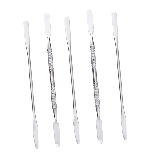 Angoily 5st Edelstahl-farbstifte Make-up-spatel-applikator Make-up-tool Beauty-tools Rührstäbe Aus Acryl Maniküre-werkzeuge Nagelschaber Kosmetik Löffel Rostfreier Stahl von Angoily