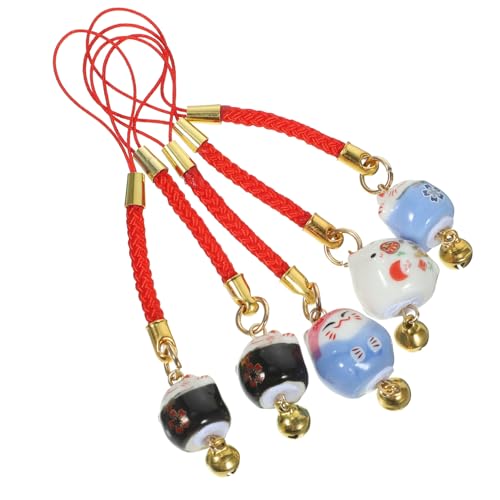 Angoily 5st Glückliche Katzenverzierung Schlüsselbänder Katzenklingel-telefon-lanyard Glückskatzenanhänger Glückskatzenstatue Handy-armband-anhänger Kind Keramik Schlinge Geldbörse von Angoily