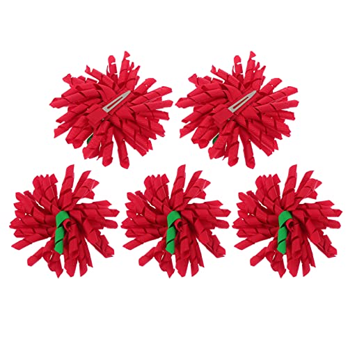 Angoily 5st Lockige Haarspange Haarspangen Bunt Weihnachtsspangen Haarschmuck Für Mädchen Weihnachtskopfschmuckverzierung Tiara Polyester Kind Rot Niedlich Dekorationen von Angoily