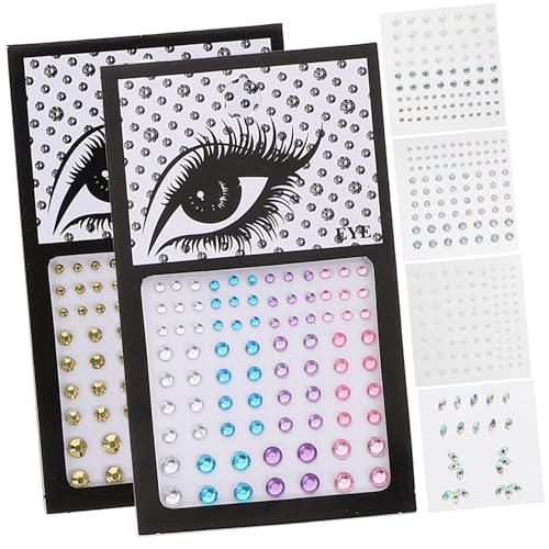 Angoily 6 Blätter Gesicht Strass Aufkleber Maskerade Gesicht Juwelen Halloween-gesichtsedelsteine Kristalle Gesicht Aufkleber Körperschmuck Gesichts- Bohrer Einfügen Acryl Das Gesicht von Angoily