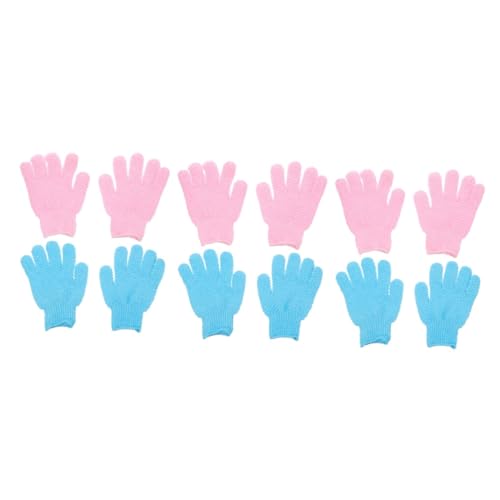 Angoily 6 Paare Bade-Peeling-Handschuhe Badreinigungshandschuhe Handschuhe zum Entfernen abgestorbener Haut werkzeug Duschhandschuh Waschhandschuhe zum Massage Badetuch Polyester von Angoily