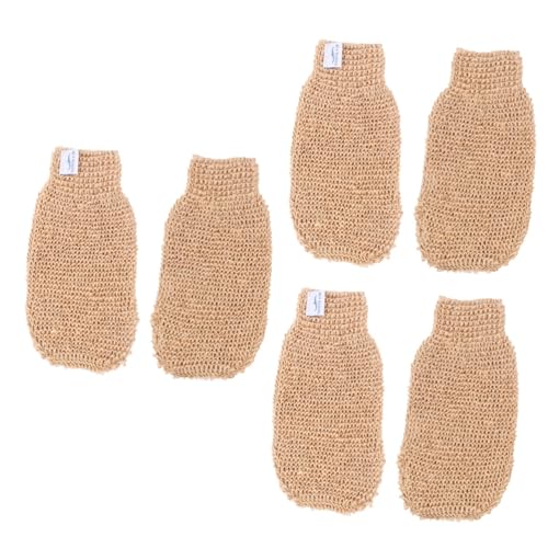 Angoily 6 Stk Handschuhe schrubben Fäustlinge für Damen Badehandschuhe Luffa Rückenschrubber Schwamm Rückenschrubber handtuch Badehandschuh Peeling Peeling-Handschuh Spa Pflanze Ramie-Jute von Angoily