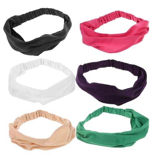 Angoily 6st Elastisches Stirnband Haartuch Haargummis Für Mädchen Haarschal Stirnband Kopftuch Haarturbane Für Frauen Haarbandana Metallische Linie Stoff Elastizität Damen von Angoily