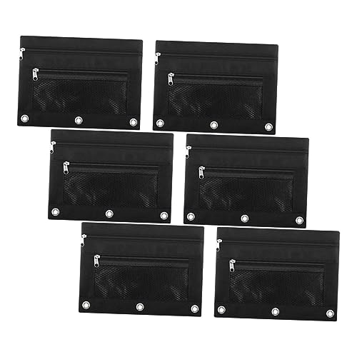 Angoily 6 Stück Oxford Federmäppchen Doppelstöckige Reißverschluss Stifttasche für Schreibwaren und Dokumente Schwarz Tragbar für Haushalt und Schule von Angoily