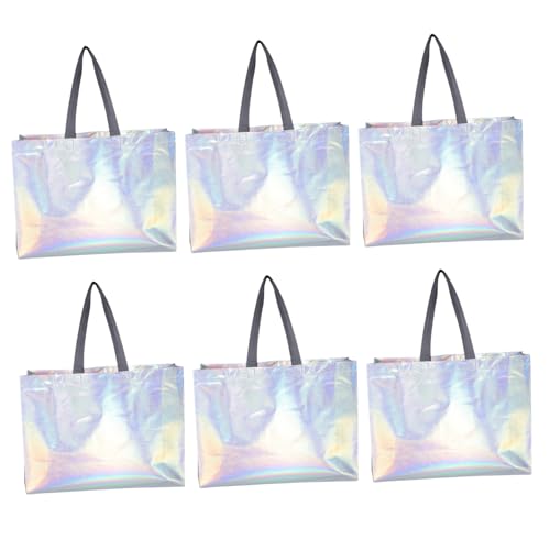 Angoily 6 Stück Teiliges Geschenktüten aus Robustem Vliesstoff mit Tragegriff Wiederverwendbare Handtaschen für Geschenkverpackung Einkaufen Outdoor Camping und Party Mittelgroß Laminiert von Angoily