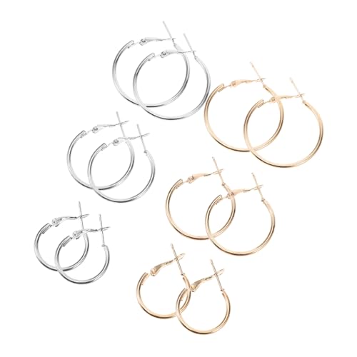 Angoily 6 Stück Teiliges Große C Förmige Creolen Ohrschmuck für Damen Modische Geometrische Metallohrringe in Gold und Weiß Vielseitige Statement Ohrringe für Alltag und Besondere Anlässe von Angoily