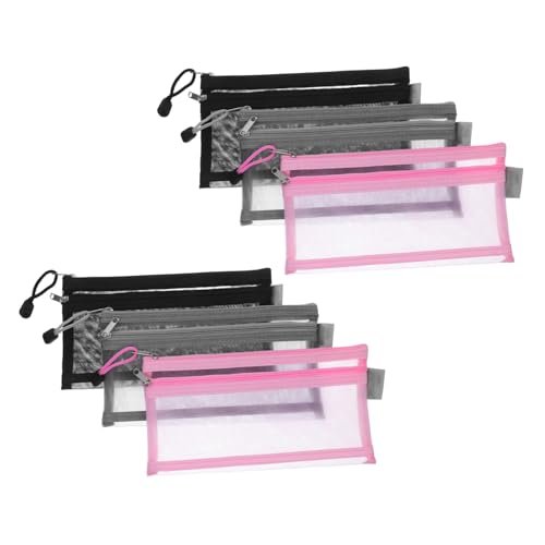 Angoily 6 Stück Teiliges Mesh Zipper Pouch Bags mit Doppelter Transparenter Netztasche Robuster Reißverschluss Kompakte Aufbewahrung für Stifte Kosmetik Bürobedarf für Schule und Arbeit von Angoily
