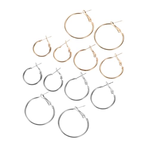 Angoily 6 Stück Teiliges Runde Creolen Ohrringe für Damen Modische Geometrische Dangle Earrings Goldene und Silberne Farben Vielseitig Kombinierbar für Alltag Party und Dating von Angoily