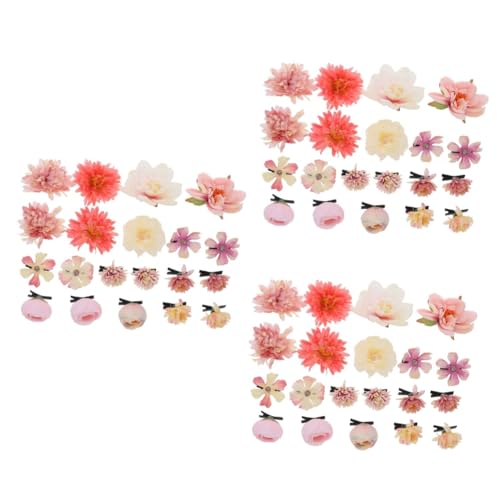 Angoily 63 Stk Haarnadel Haarschmuck für Mädchen Blumenhaar französisch Haarspangen Tiara Blumenclips für das Haar Haarblumen niedlich Kopfbedeckung Blütenkopf Kleinkind Seidentuch von Angoily