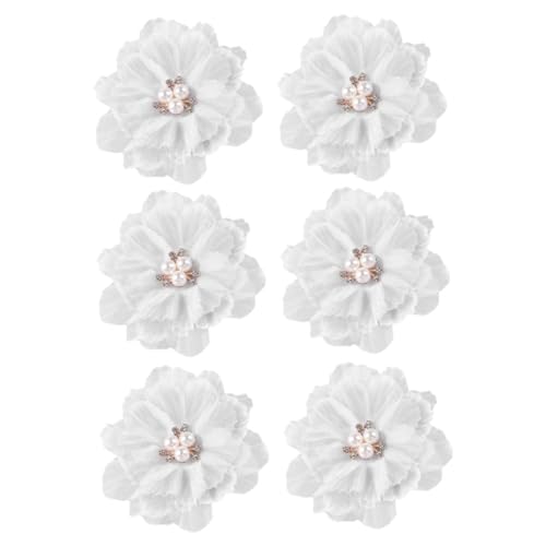 Angoily 6st Haarnadel Hochzeitskopfschmuck Für Die Braut Haarschmuck Für Die Hochzeit Kinderhaarspangen Für Mädchen Knall-clip Stoff Perlenblume Weiß Kleinkind Empfindlich von Angoily